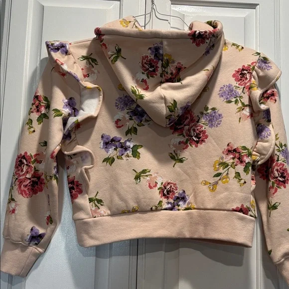 NWT fb girls Floral Ruffle Hoodie - Picture 3 of 5